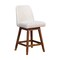 Armen Living Amalie Swivel Counter Stool in Brown Oak Wood Finish with Beige Fabric 840254332072 - alternate 1